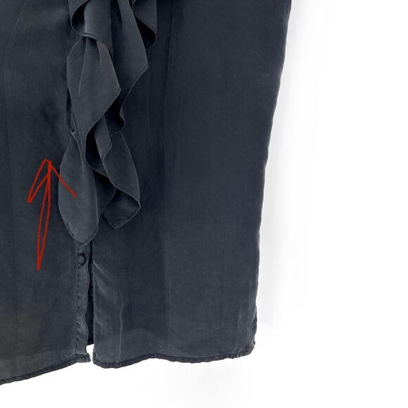 vintage 90s silk poet blouse sleeveless ruffles ruffled - Picture 5 of 6